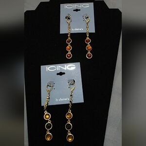 Icing Gold and Orange Dangle Earrings